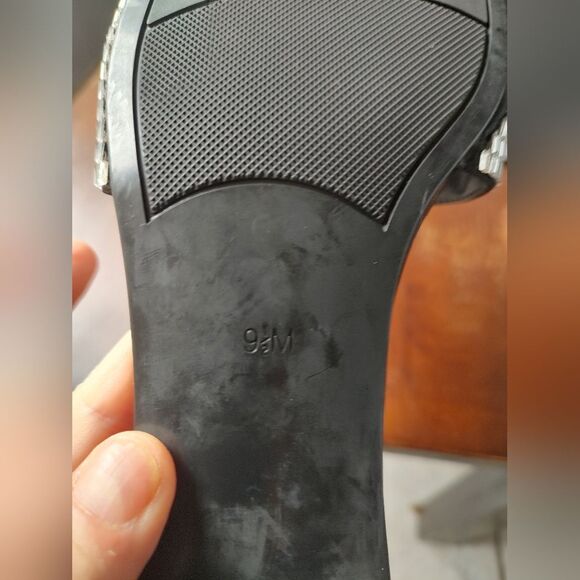 Marc Fisher Black and Silver Rhinstone Slide Heels Size 9.5 - Picture 6 of 7